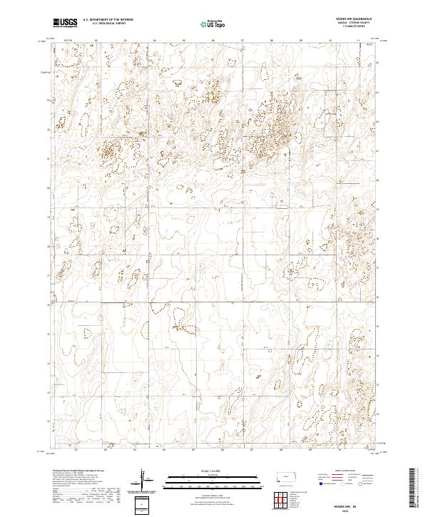 Woods NW, KS — USGS 7.5-minute topo (2022)