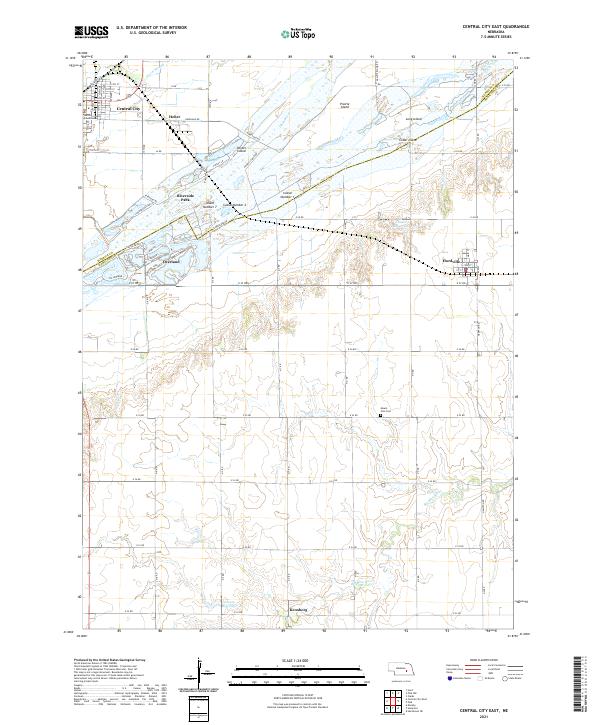 Central City East, NE — USGS 7.5-minute topo (2021)