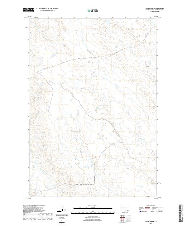 Volunteer NW, SD — USGS 7.5-minute topo (2021)