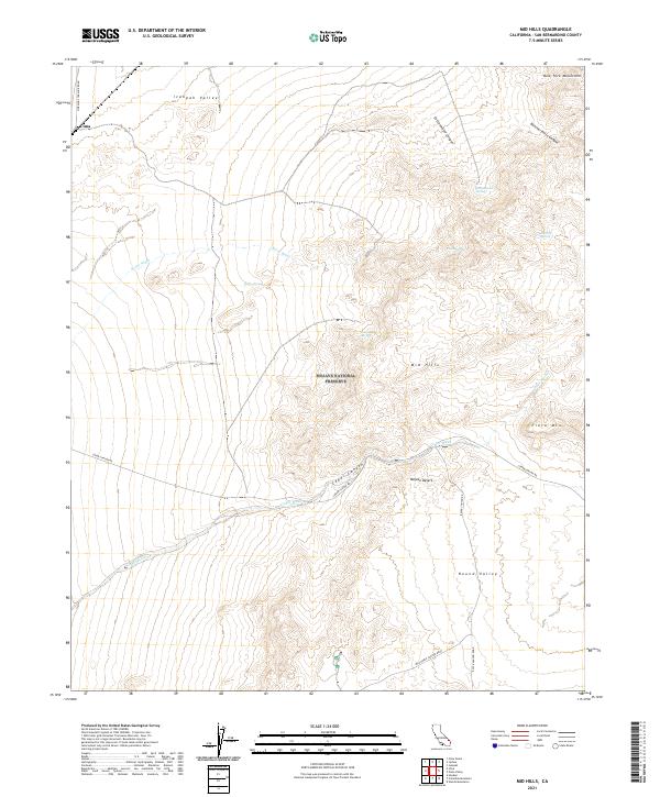 Mid Hills, CA — USGS 7.5-minute topo (2021)