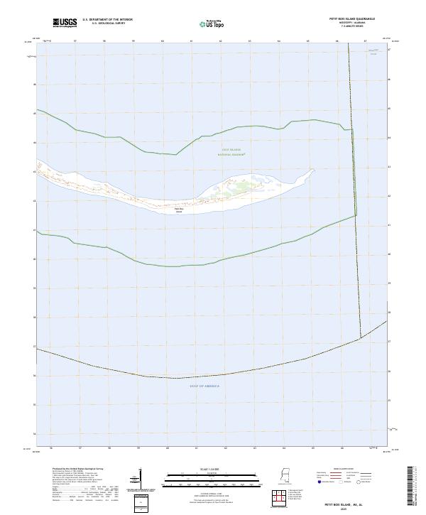 Petit Bois Island, MS-AL — USGS 7.5-minute topo (2025)