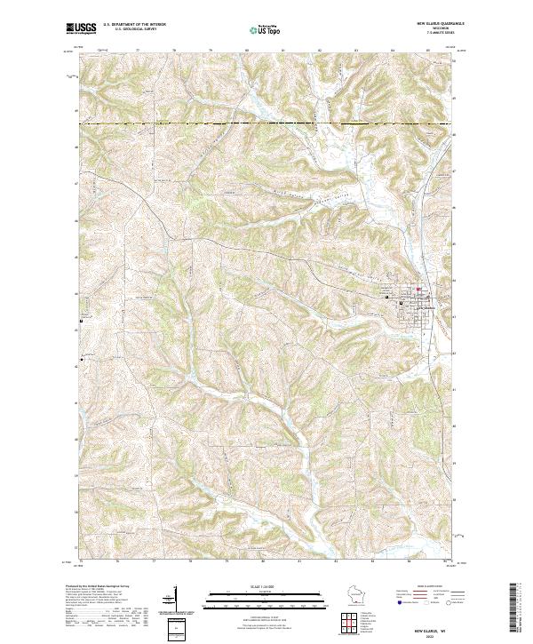 New Glarus, WI — USGS 7.5-minute topo (2022)