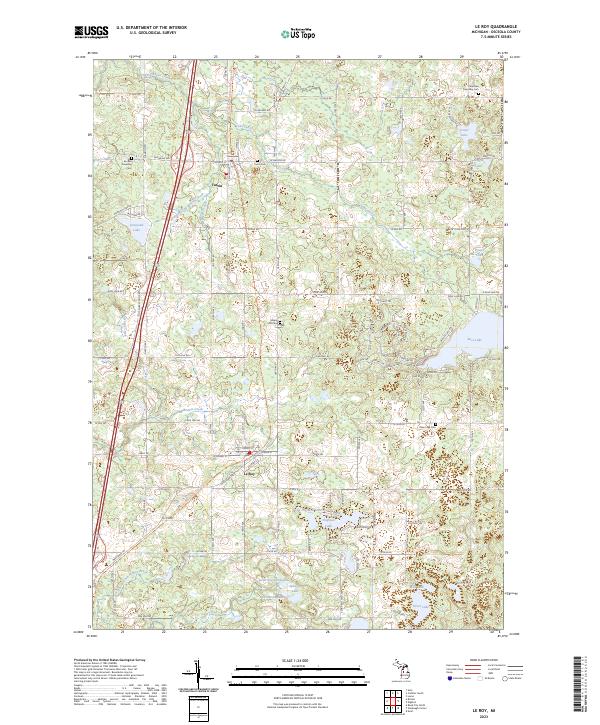 Le Roy, MI — USGS 7.5-minute topo (2023)