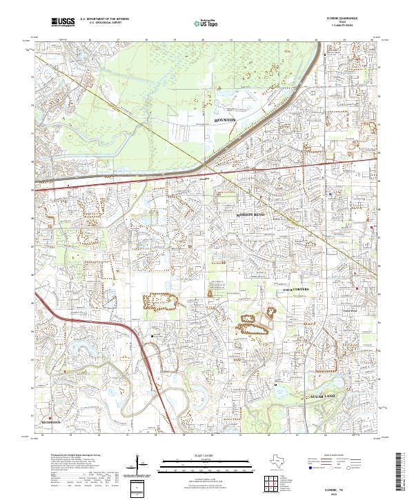Clodine, TX — USGS 7.5-minute topo (2022)