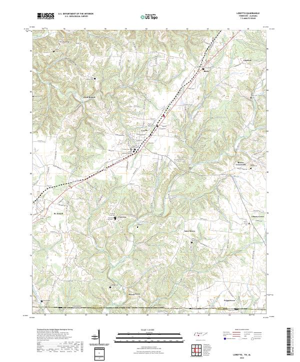 Loretto, TN-AL — USGS 7.5-minute topo (2022)