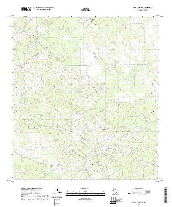 Parrilla Creek SE, TX — USGS 7.5-minute topo (2022)