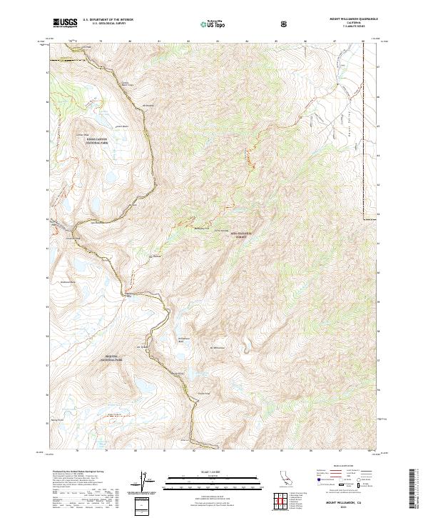 Mount Williamson, CA — USGS 7.5-minute topo (2021)