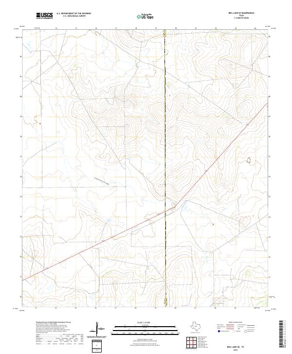 Biel Lake SE, TX — USGS 7.5-minute topo (2022)