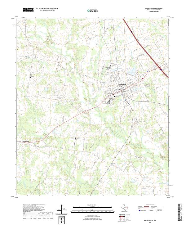 Madisonville, TX — USGS 7.5-minute topo (2022)