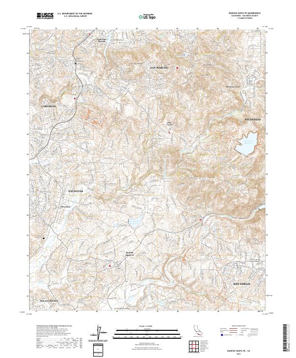 Rancho Santa Fe, CA — USGS 7.5-minute topo (2021)
