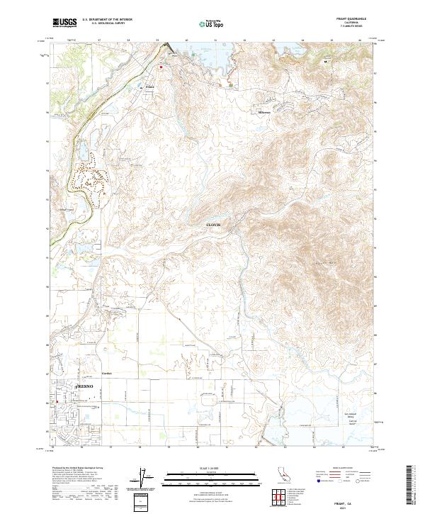 Friant, CA — USGS 7.5-minute topo (2021)