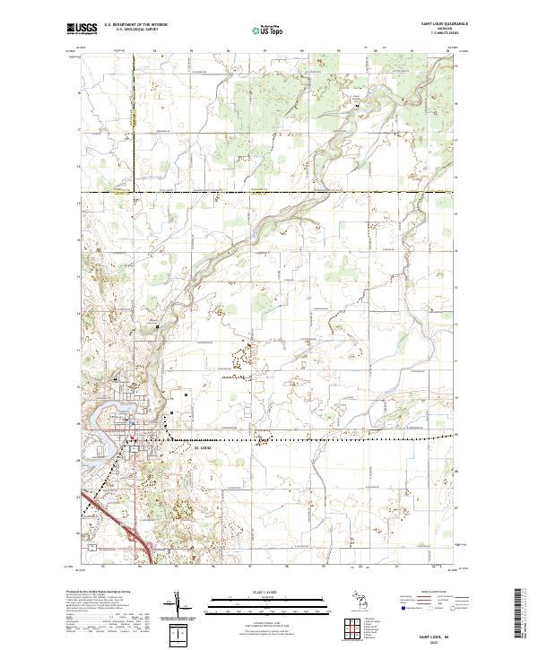 Saint Louis, MI — USGS 7.5-minute topo (2023)