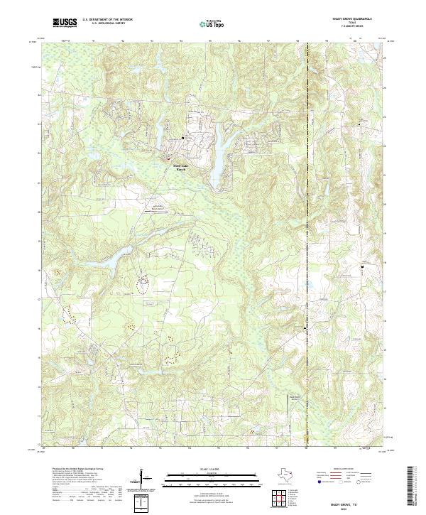 Shady Grove, TX — USGS 7.5-minute topo (2022)