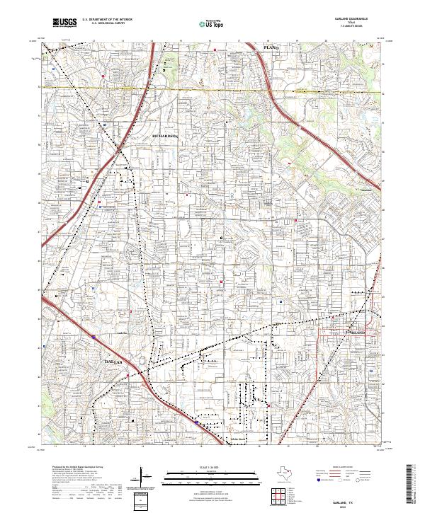Garland, TX — USGS 7.5-minute topo (2022)