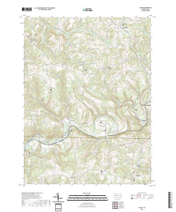 Valier, PA — USGS 7.5-minute topo (2023)
