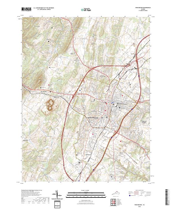 Winchester, VA — USGS 7.5-minute topo (2022)