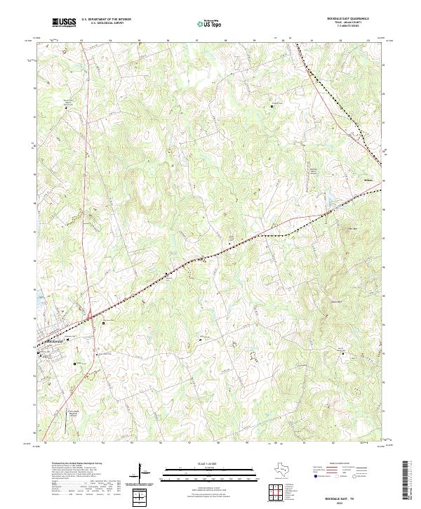 Rockdale East, TX — USGS 7.5-minute topo (2022)