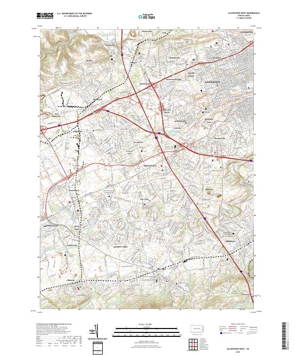 Allentown West, PA — USGS 7.5-minute topo (2023)