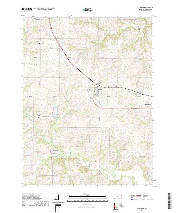 Lancaster, KS — USGS 7.5-minute topo (2022)