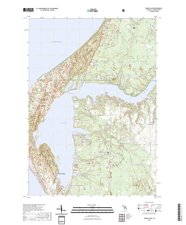 Hamlin Lake, MI — USGS 7.5-minute topo (2023)