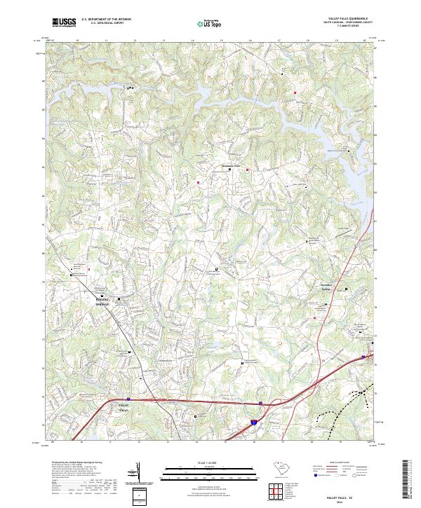 Valley Falls, SC — USGS 7.5-minute topo (2024)