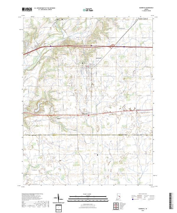 Dunreith, IN — USGS 7.5-minute topo (2022)