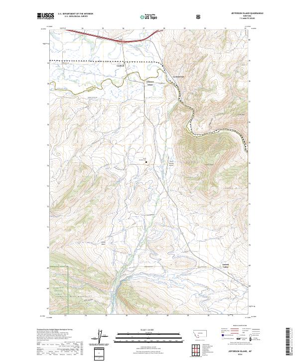 Jefferson Island, MT — USGS 7.5-minute topo (2024)