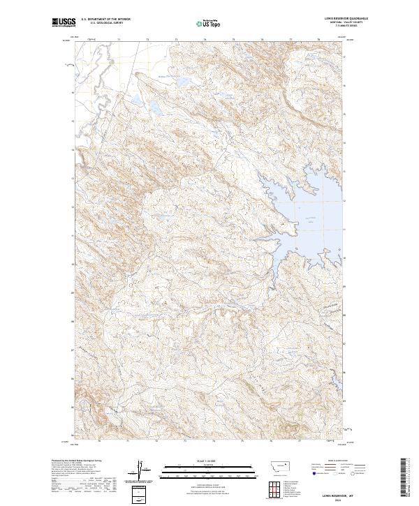 Lewis Reservoir, MT — USGS 7.5-minute topo (2024)