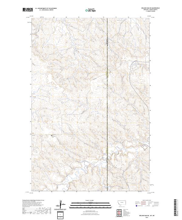 Odland Dam NE, MT-ND — USGS 7.5-minute topo (2024)