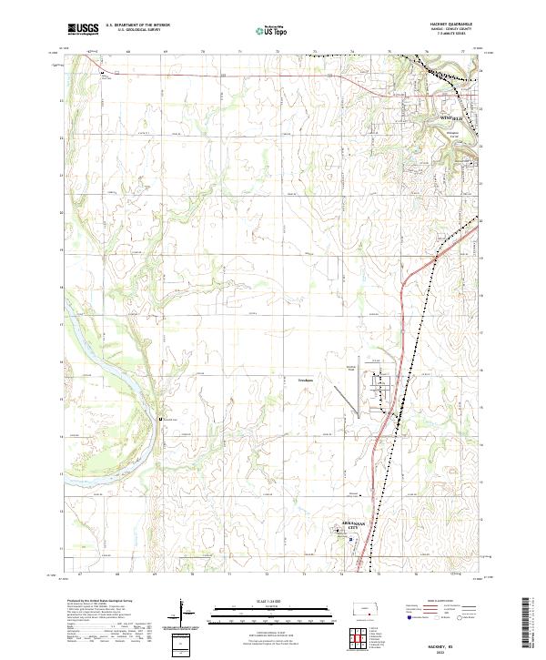 Hackney, KS — USGS 7.5-minute topo (2022)