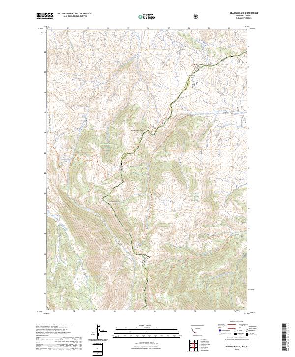 Deadman Lake, MT-ID — USGS 7.5-minute topo (2024)