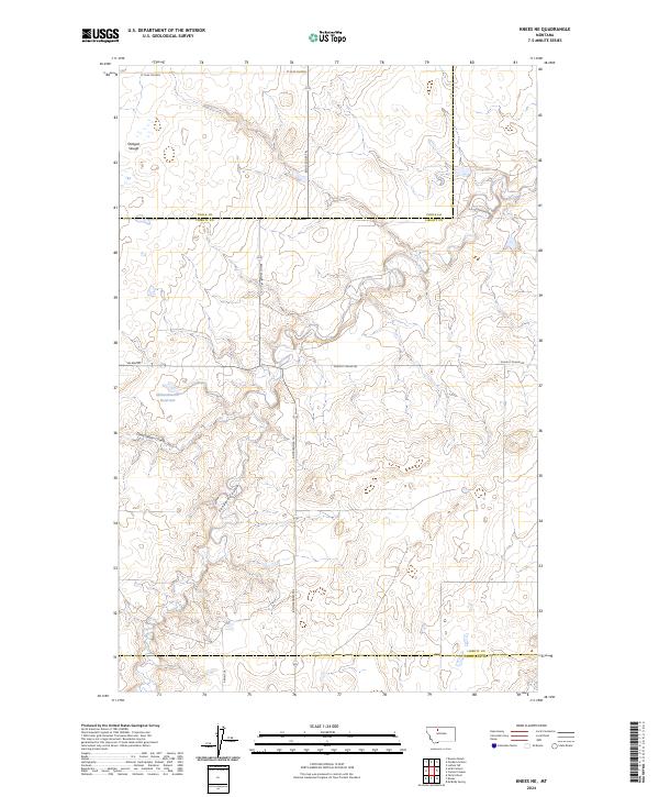 Knees NE, MT — USGS 7.5-minute topo (2024)
