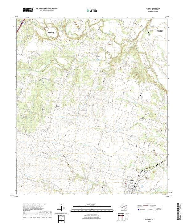 Holland, TX — USGS 7.5-minute topo (2022)