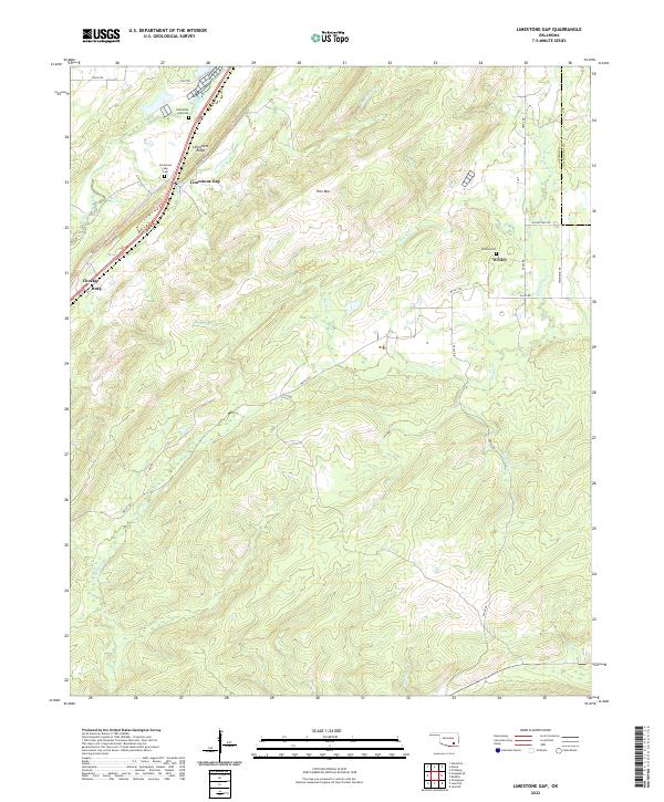 Limestone Gap, OK — USGS 7.5-minute topo (2022)