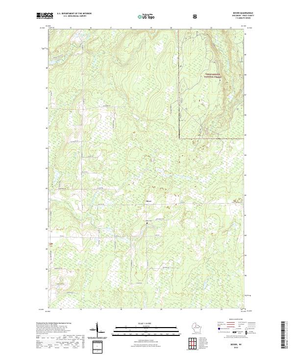 Dover, WI — USGS 7.5-minute topo (2022)