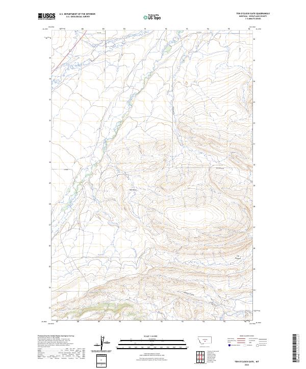 Ten O'Clock Gate, MT — USGS 7.5-minute topo (2024)