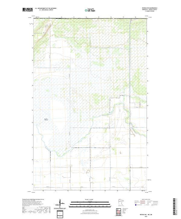 Roseau NE, MN-MB — USGS 7.5-minute topo (2022)