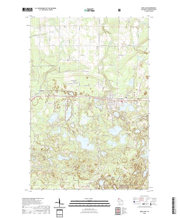 Iron Lake, WI — USGS 7.5-minute topo (2022)
