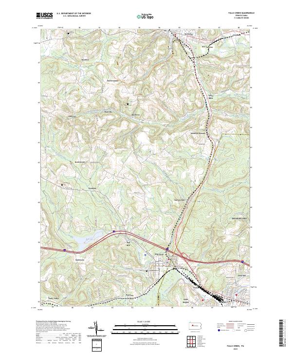 Falls Creek, PA — USGS 7.5-minute topo (2023)