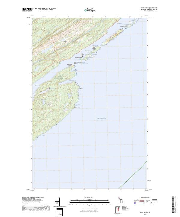 Mott Island, MI — USGS 7.5-minute topo (2023)