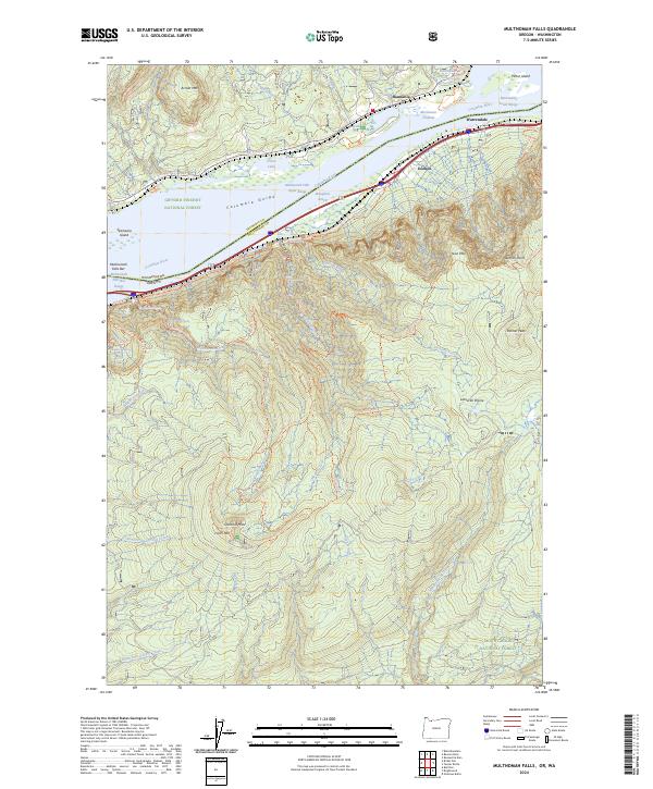 Multnomah Falls, OR-WA — USGS 7.5-minute topo (2024)
