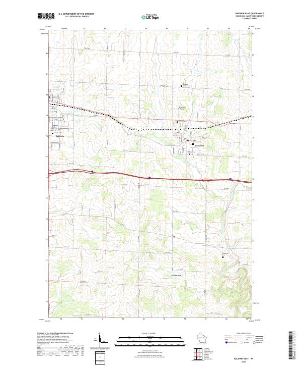 Baldwin East, WI — USGS 7.5-minute topo (2022)
