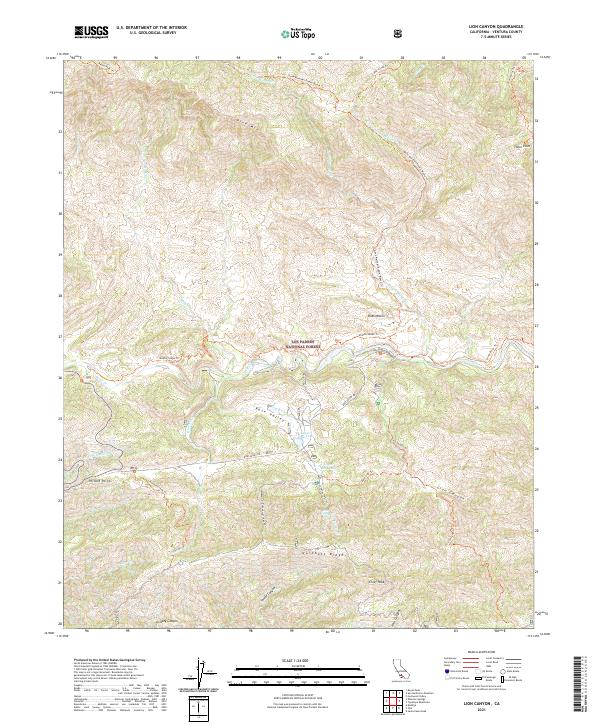 Lion Canyon, CA — USGS 7.5-minute topo (2021)
