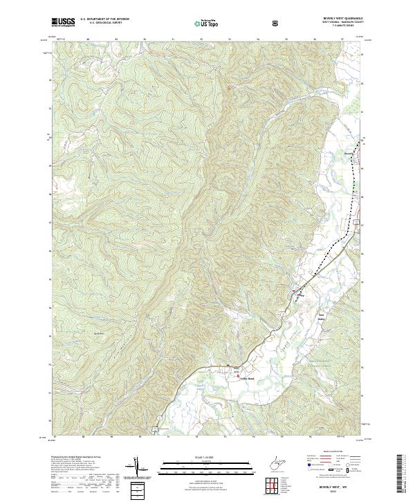Beverly West, WV — USGS 7.5-minute topo (2023)