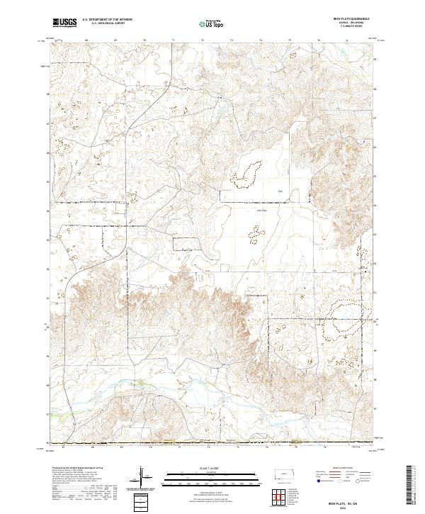 Irish Flats, KS-OK — USGS 7.5-minute topo (2022)