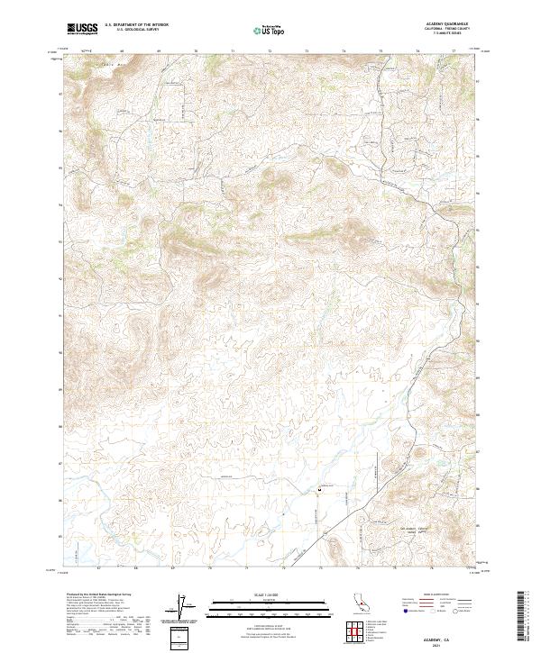 Academy, CA — USGS 7.5-minute topo (2021)