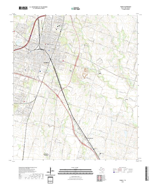 Temple, TX — USGS 7.5-minute topo (2022)