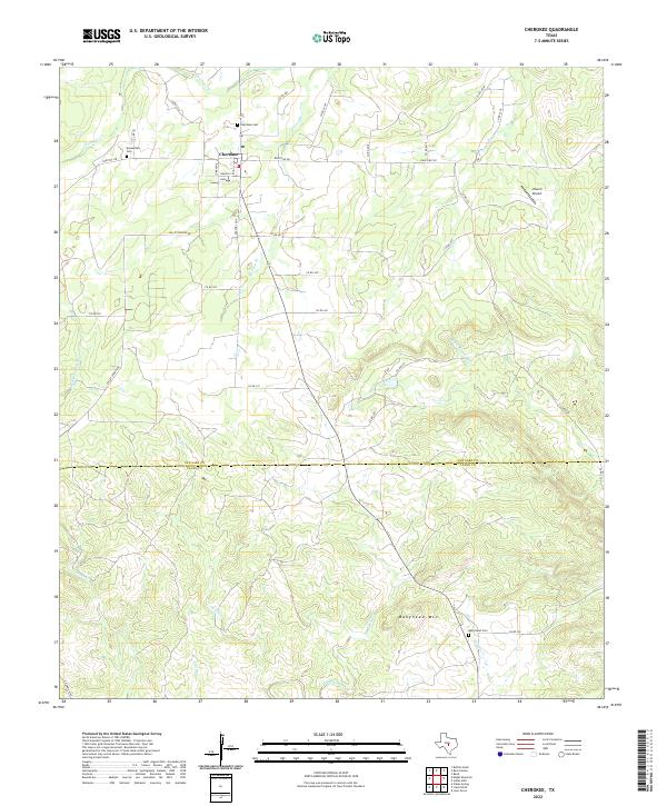 Cherokee, TX — USGS 7.5-minute topo (2022)