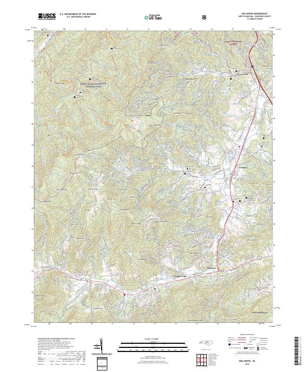 Dellwood, NC — USGS 7.5-minute topo (2022)