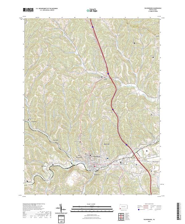 Waynesburg, PA — USGS 7.5-minute topo (2023)